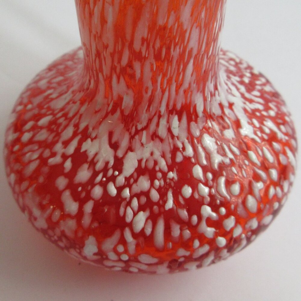 2 Red Crackle Glass Ruffled Top Clear Handle Mini Pitcher Bud Vase 4" - Picture 13 of 16